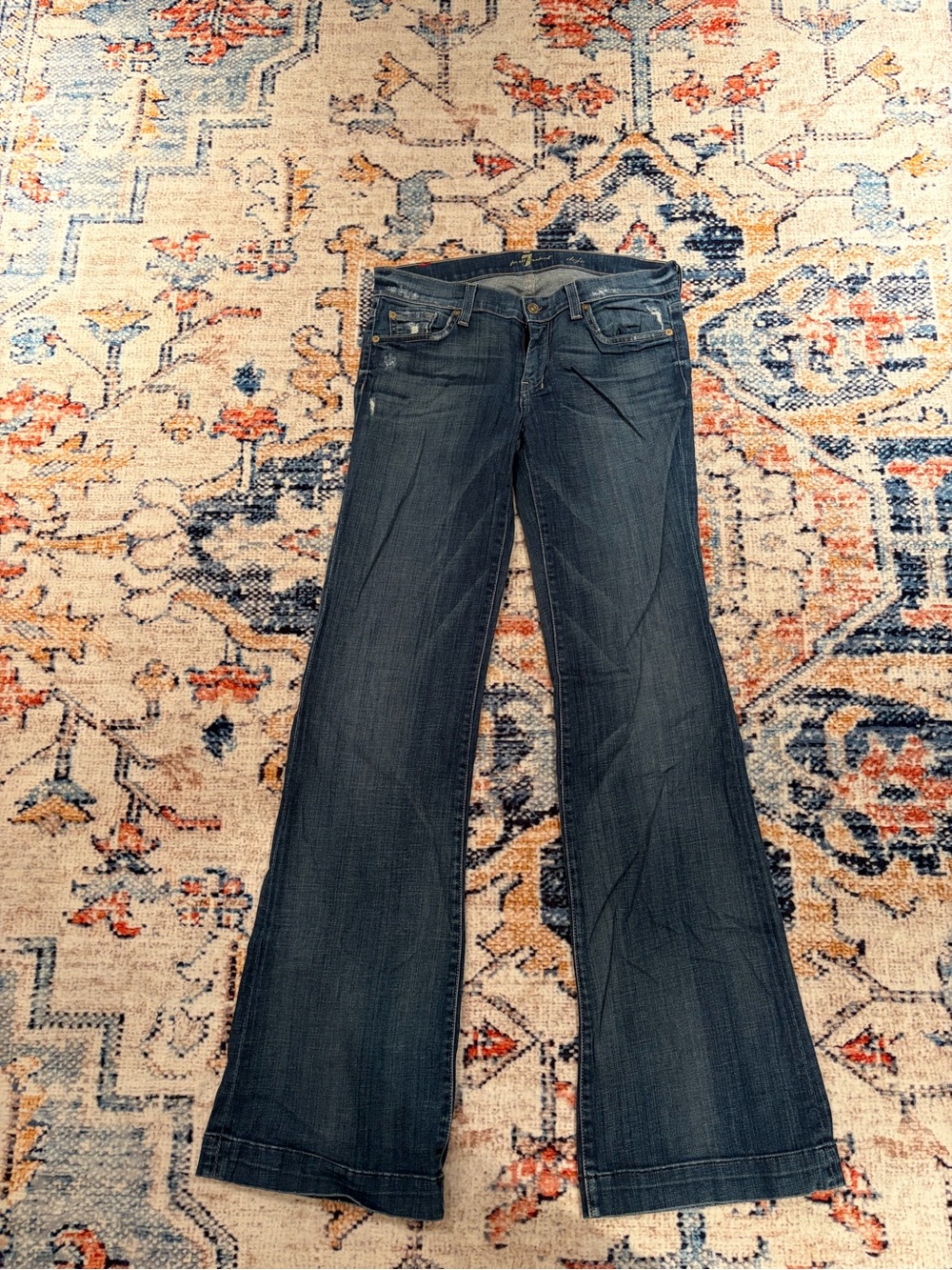 7 For All Mankind Dark Blue Wide Leg Jeans